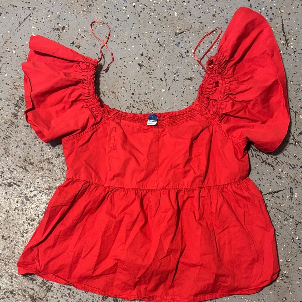 Old Navy Red Women's Puff Sleeve Blouse